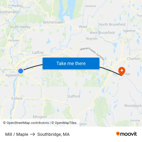 Mill / Maple to Southbridge, MA map