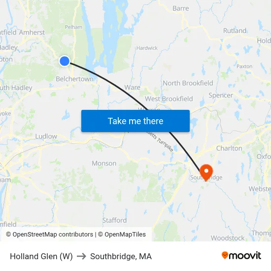 Holland Glen (W) to Southbridge, MA map