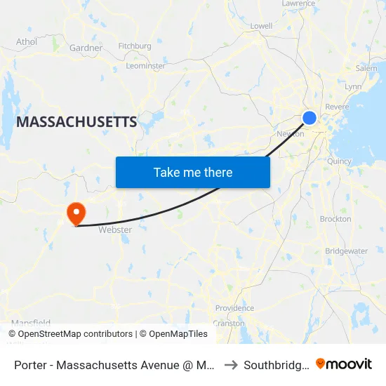 Porter - Massachusetts Avenue @ Mount Vernon St to Southbridge, MA map