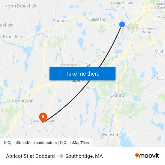Apricot St at Goddard to Southbridge, MA map