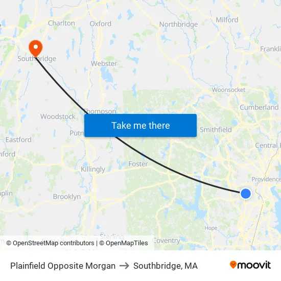 Plainfield Opposite Morgan to Southbridge, MA map