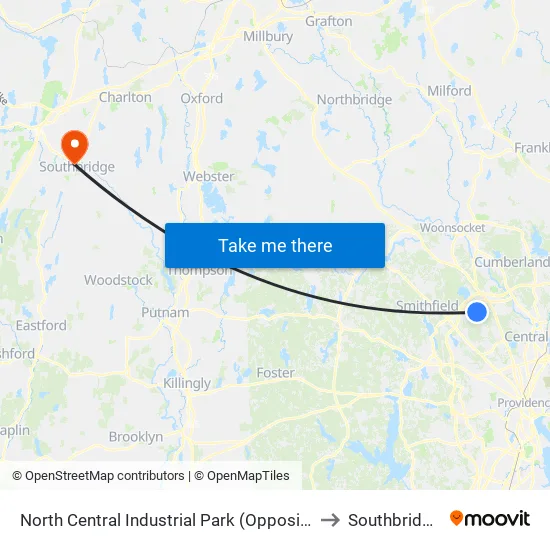 North Central Industrial Park (Opposite Crownmark) to Southbridge, MA map