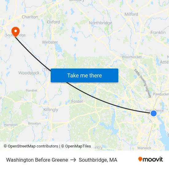 Washington Before Greene to Southbridge, MA map