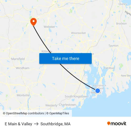E Main & Valley to Southbridge, MA map