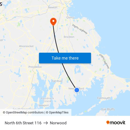 North 6th Street 116 to Norwood map