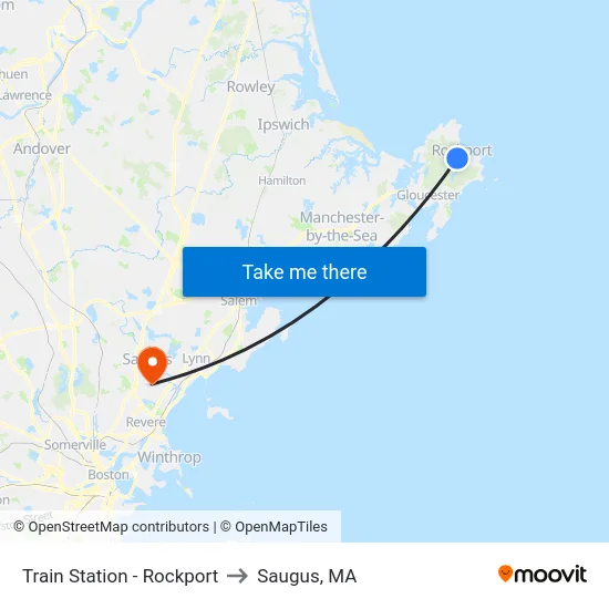 Train Station - Rockport to Saugus, MA map
