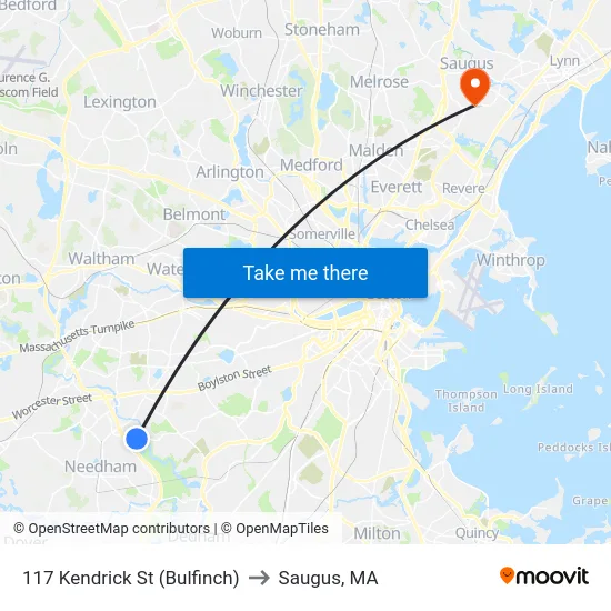 117 Kendrick St  (Bulfinch) to Saugus, MA map