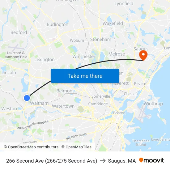 266 Second Ave (266/275 Second Ave) to Saugus, MA map