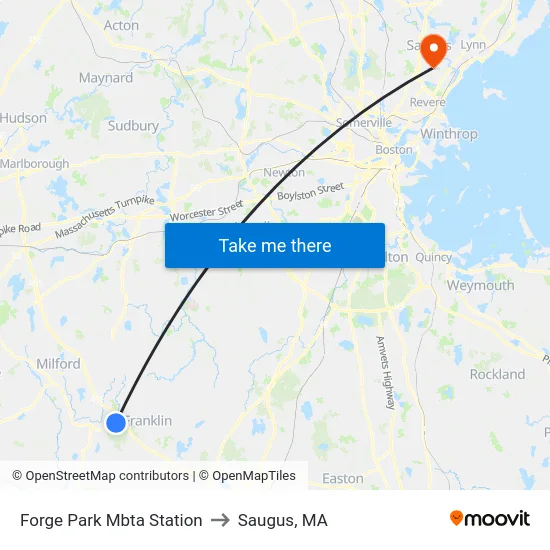 Forge Park Mbta Station to Saugus, MA map