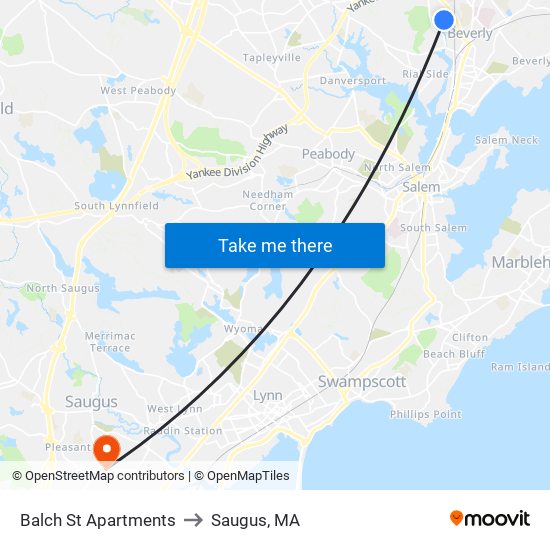 Balch St Apartments to Saugus, MA map