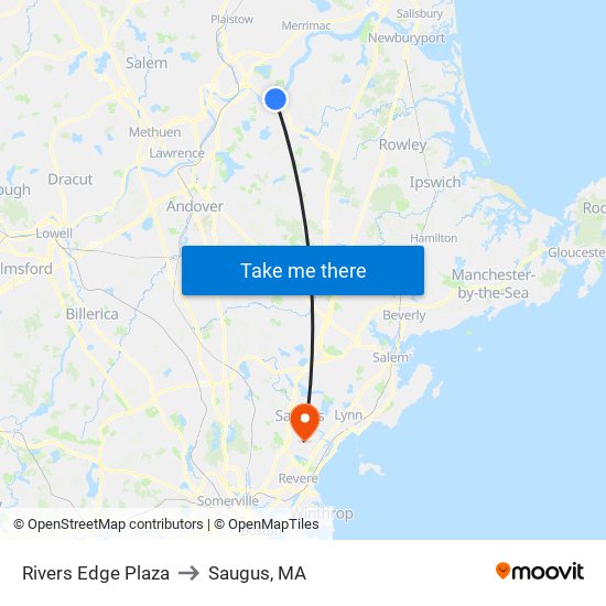 Rivers Edge Plaza to Saugus, MA map