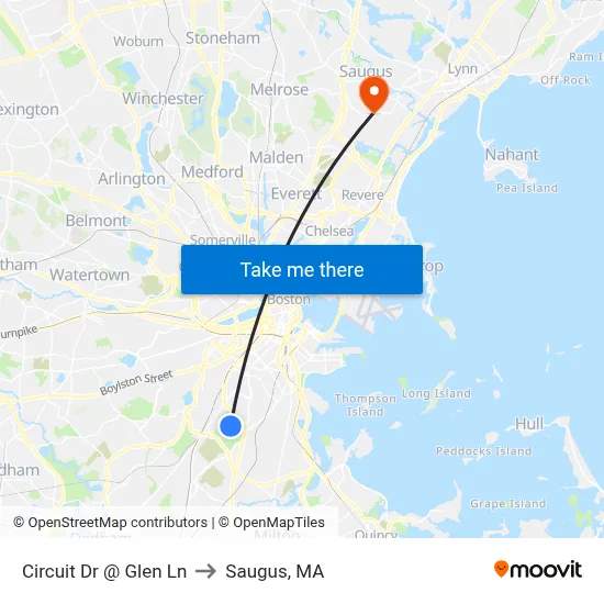 Circuit Dr @ Glen Ln to Saugus, MA map
