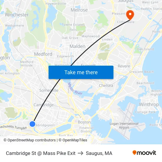 Cambridge St @ Mass Pike Exit to Saugus, MA map