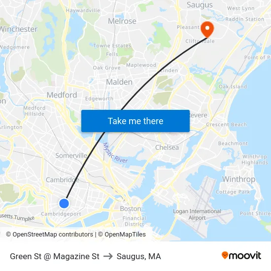 Green St @ Magazine St to Saugus, MA map
