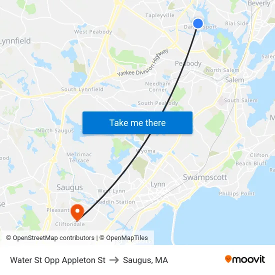 Water St Opp Appleton St to Saugus, MA map