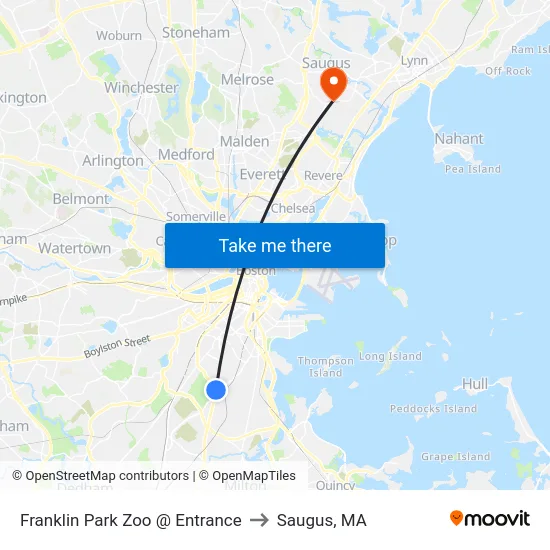 Franklin Park Zoo @ Entrance to Saugus, MA map