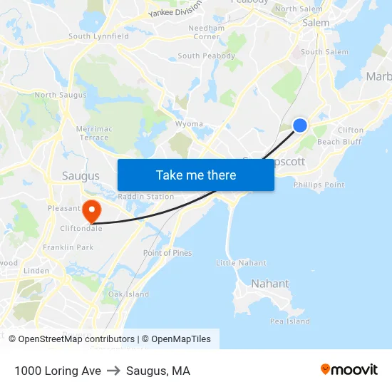 1000 Loring Ave to Saugus, MA map