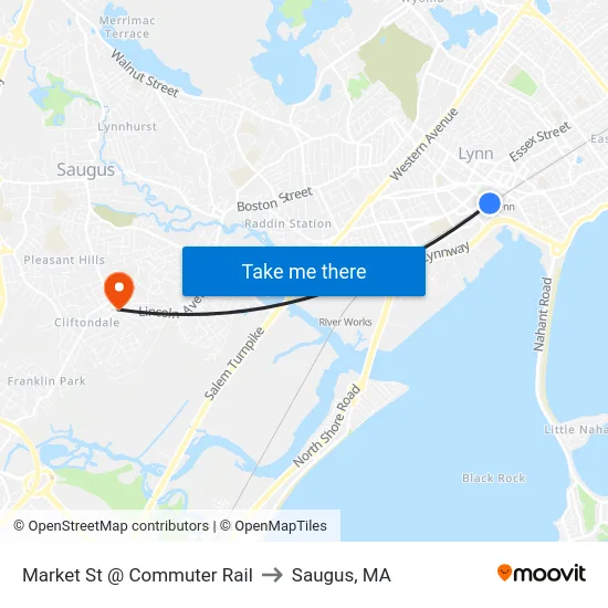 Market St @ Commuter Rail to Saugus, MA map