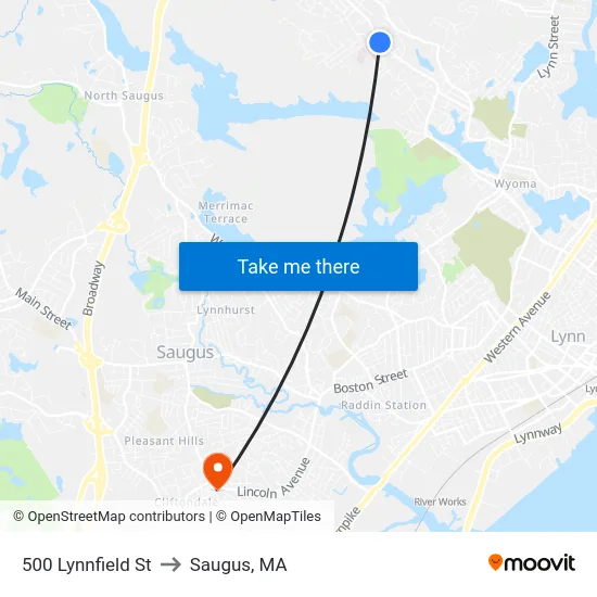 500 Lynnfield St to Saugus, MA map