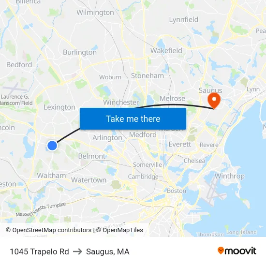 1045 Trapelo Rd to Saugus, MA map