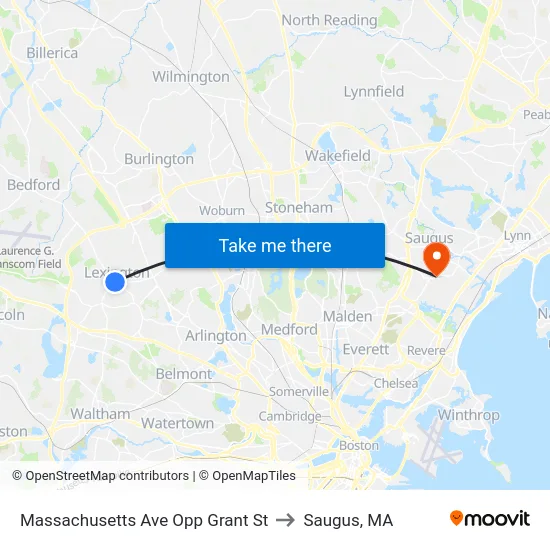 Massachusetts Ave Opp Grant St to Saugus, MA map