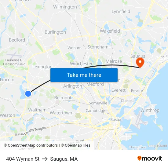 404 Wyman St to Saugus, MA map