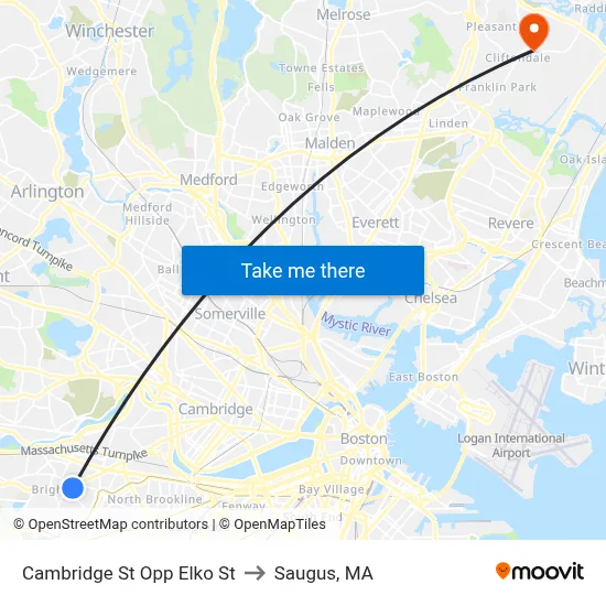 Cambridge St Opp Elko St to Saugus, MA map