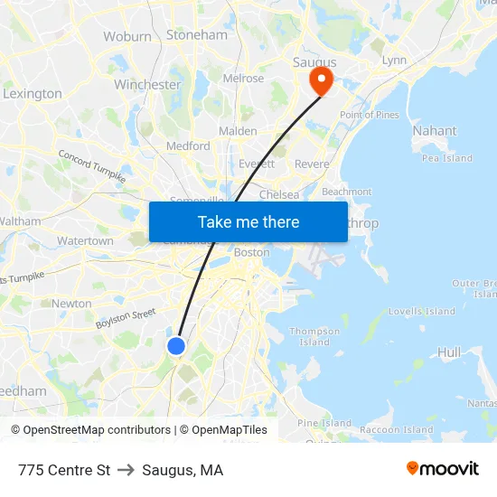 775 Centre St to Saugus, MA map