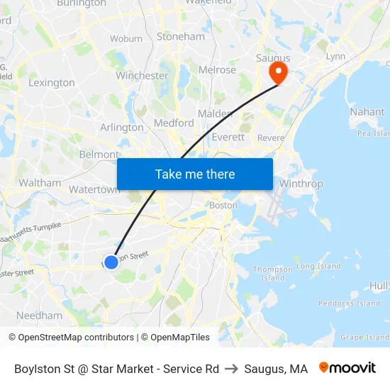 Boylston St @ Star Market - Service Rd to Saugus, MA map