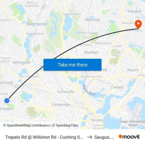 Trapelo Rd @ Williston Rd - Cushing Square to Saugus, MA map
