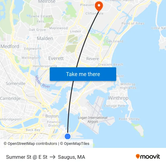 Summer St @ E St to Saugus, MA map