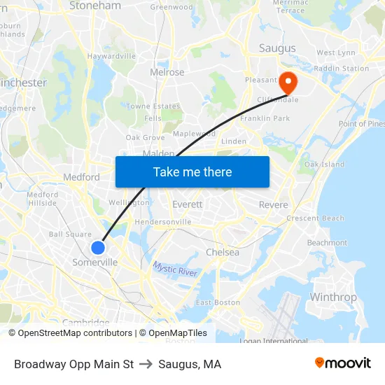 Broadway Opp Main St to Saugus, MA map