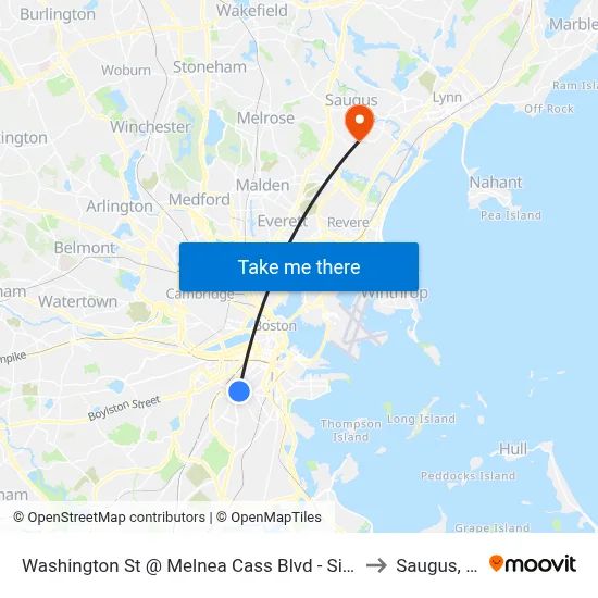 Washington St @ Melnea Cass Blvd - Silver Line to Saugus, MA map