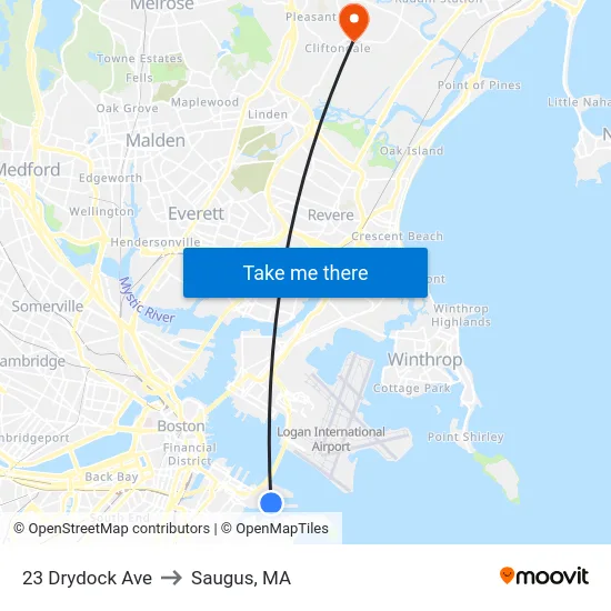 23 Drydock Ave to Saugus, MA map