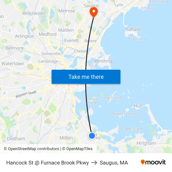 Hancock St @ Furnace Brook Pkwy to Saugus, MA map
