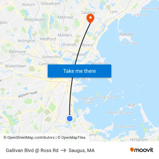 Gallivan Blvd @ Ross Rd to Saugus, MA map