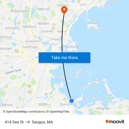 414 Sea St to Saugus, MA map