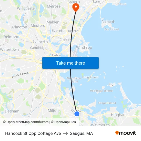 Hancock St Opp Cottage Ave to Saugus, MA map