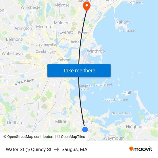 Water St @ Quincy St to Saugus, MA map