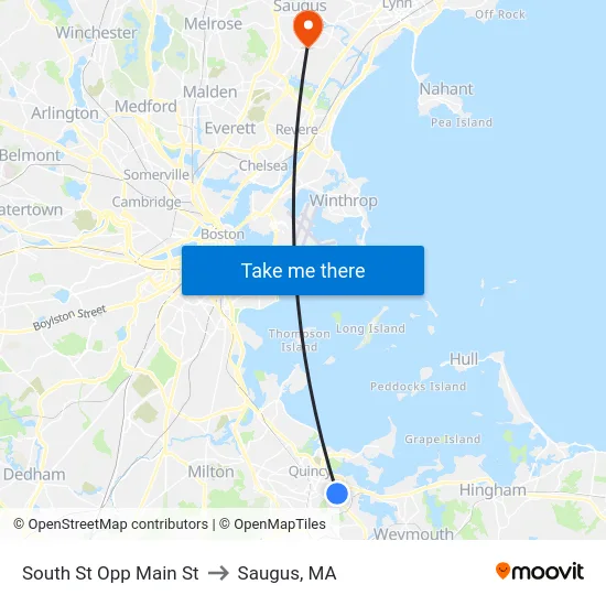 South St Opp Main St to Saugus, MA map