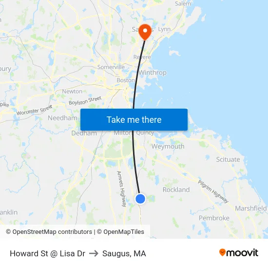 Howard St @ Lisa Dr to Saugus, MA map