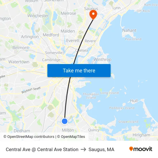 Central Ave @ Central Ave Station to Saugus, MA map