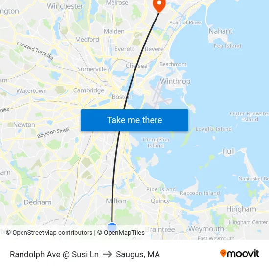 Randolph Ave @ Susi Ln to Saugus, MA map