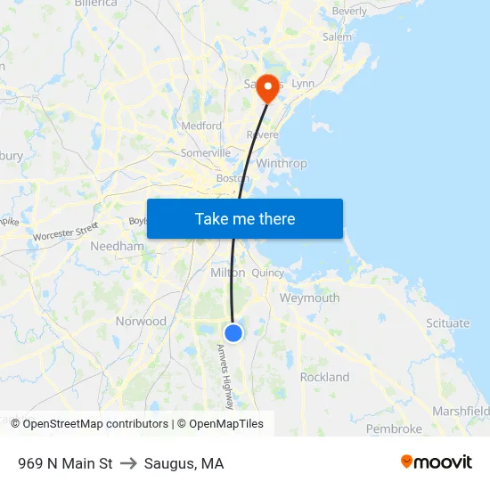 969 N Main St to Saugus, MA map