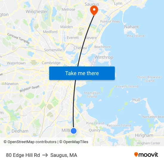80 Edge Hill Rd to Saugus, MA map