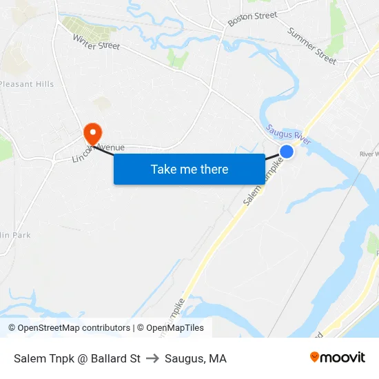 Salem Tnpk @ Ballard St to Saugus, MA map