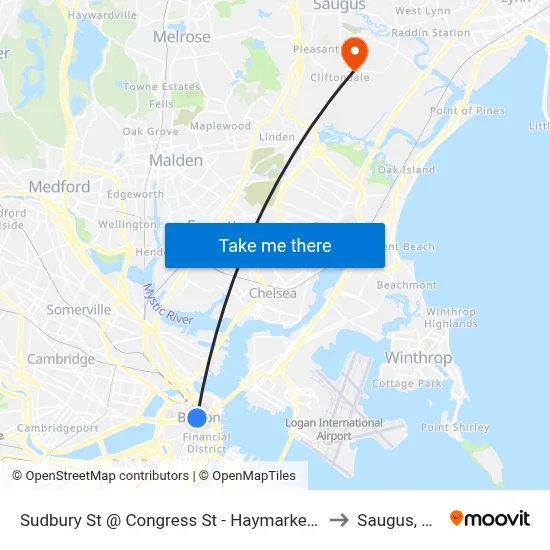 Sudbury St @ Congress St - Haymarket Sta to Saugus, MA map