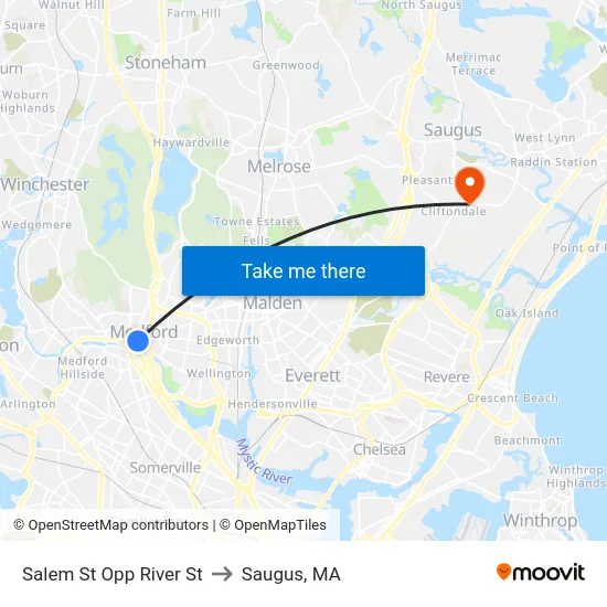 Salem St Opp River St to Saugus, MA map