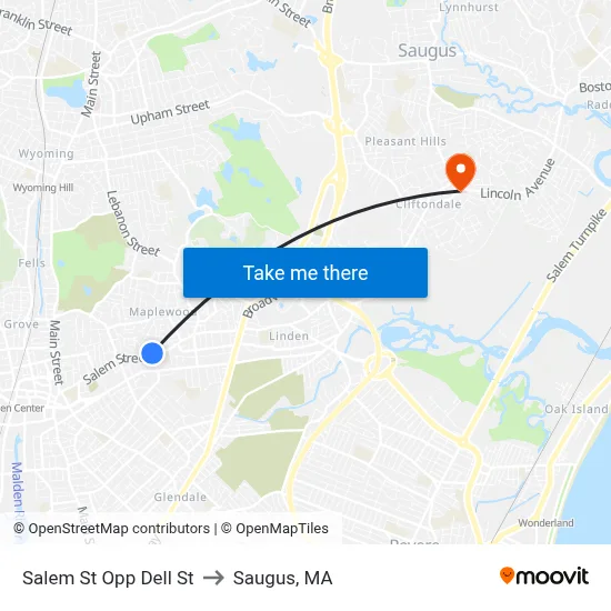 Salem St Opp Dell St to Saugus, MA map