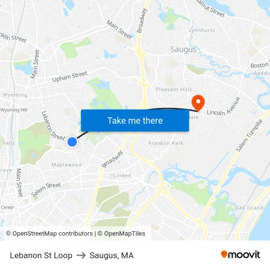 Lebanon St Loop to Saugus, MA map